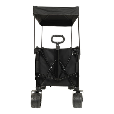 Collapsible Foldable Extended Wagon with canopy,480lbs Weight Capacity, Heavy Duty Folding Utility Garden Cart with Big All-Terrain Beach Wheels & Drink Holders,Side Pocket and Brakes ,mosquito net
