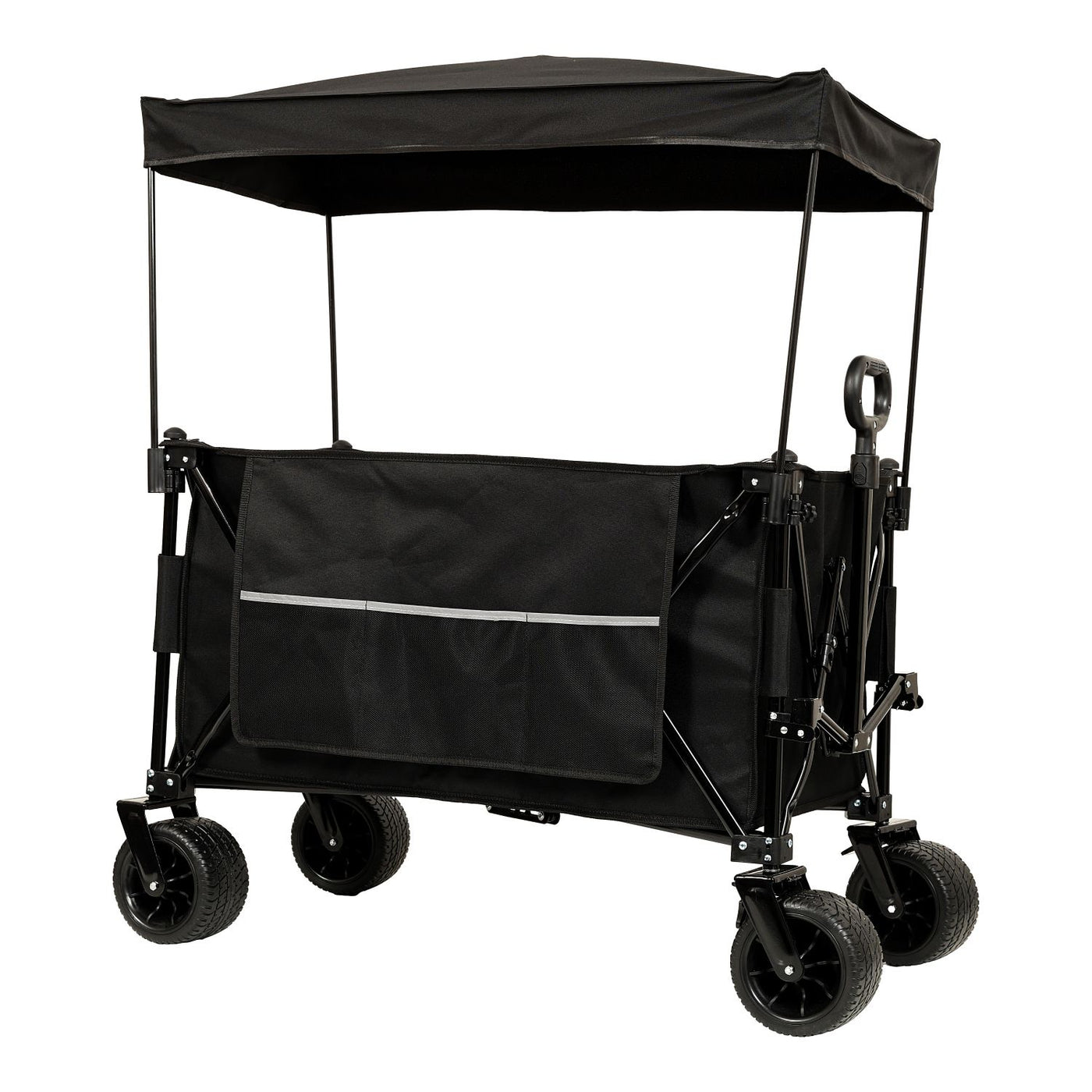 Collapsible Foldable Extended Wagon with canopy,480lbs Weight Capacity, Heavy Duty Folding Utility Garden Cart with Big All-Terrain Beach Wheels & Drink Holders,Side Pocket and Brakes ,mosquito net