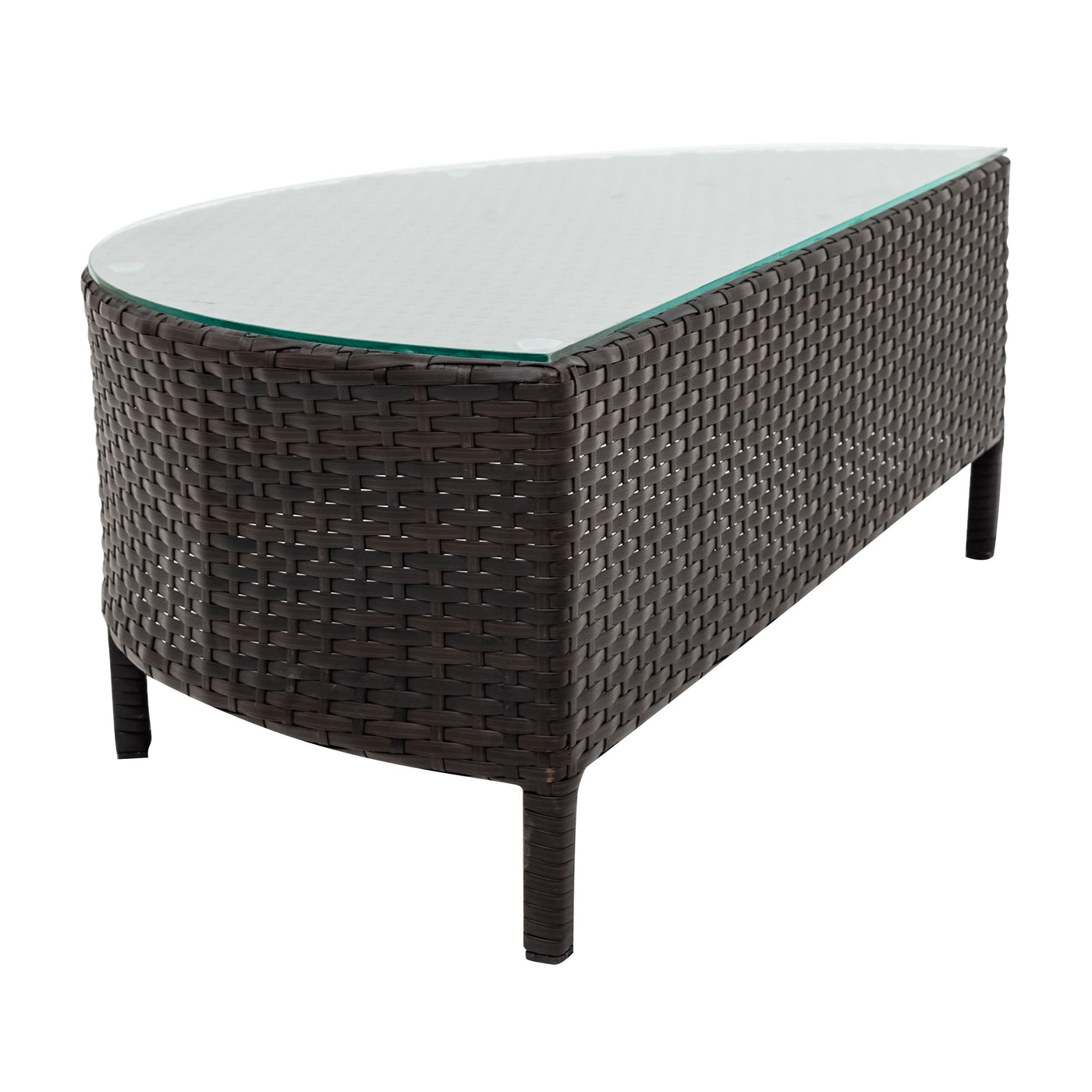TOPMAX 5 Pieces All-Weather Brown PE Rattan Wicker Sofa Set Outdoor Patio Sectional Furniture Set Half-Moon Sofa Set with Tempered Glass Table, Gray