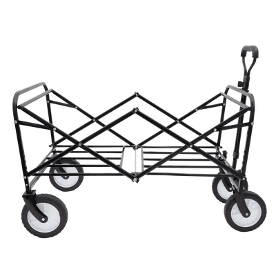 Collapsible Foldable Wagon Cart with strapping system Beach Wagon Utility Cart Utility Wagon Grocery Cart for for Camping Shopping Sports Gardeing Fishing Supports 360lbs All-Terrain Wheels black