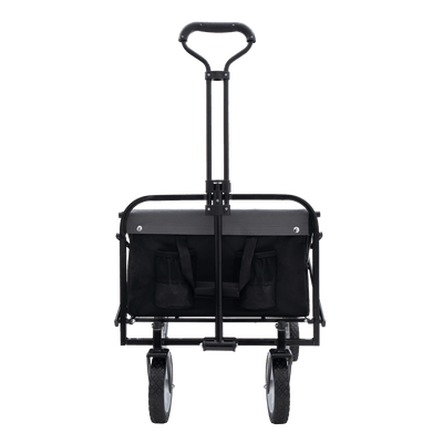 Collapsible Foldable Wagon Cart with strapping system Beach Wagon Utility Cart Utility Wagon Grocery Cart for for Camping Shopping Sports Gardeing Fishing Supports 360lbs All-Terrain Wheels black