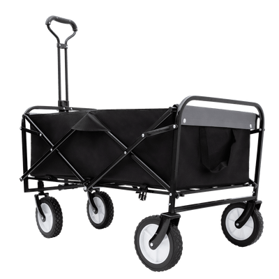 Collapsible Foldable Wagon Cart with strapping system Beach Wagon Utility Cart Utility Wagon Grocery Cart for for Camping Shopping Sports Gardeing Fishing Supports 360lbs All-Terrain Wheels black