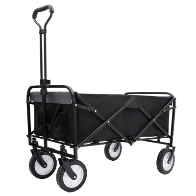Collapsible Foldable Wagon Cart with strapping system Beach Wagon Utility Cart Utility Wagon Grocery Cart for for Camping Shopping Sports Gardeing Fishing Supports 360lbs All-Terrain Wheels black