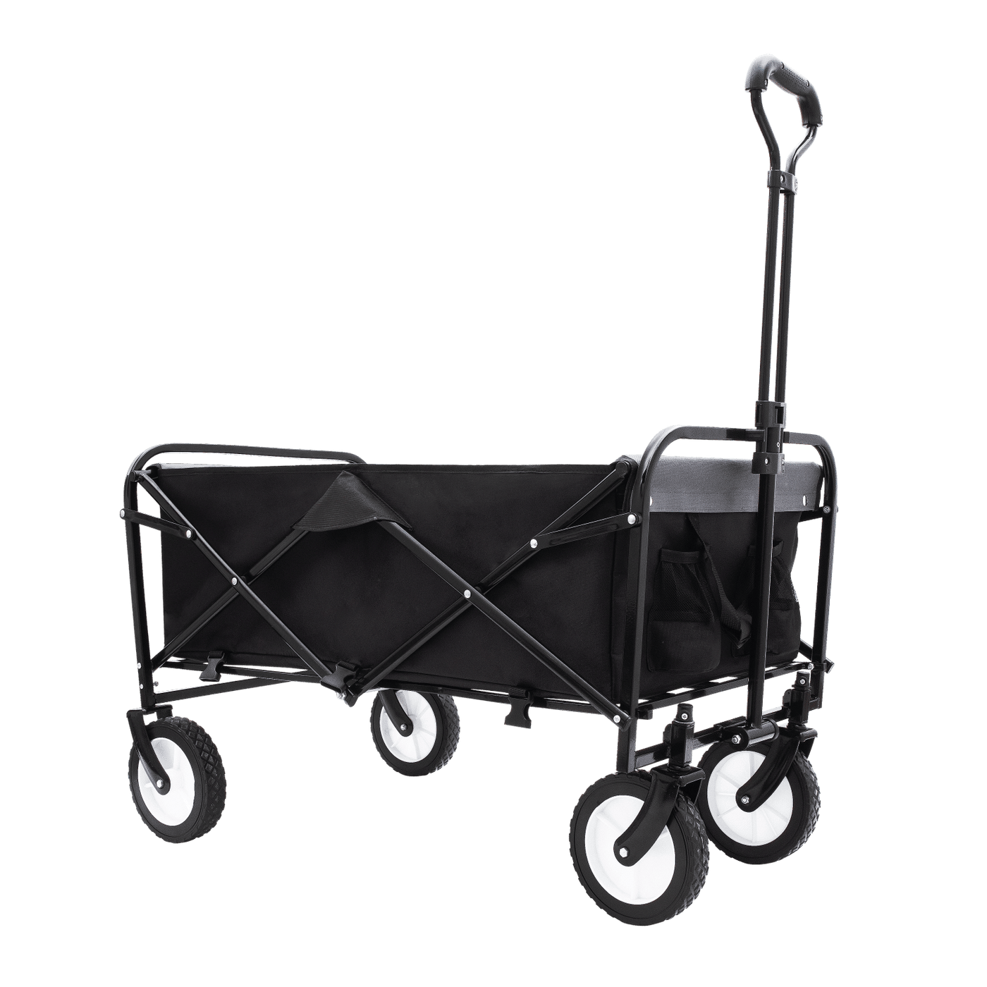 Collapsible Foldable Wagon Cart with strapping system Beach Wagon Utility Cart Utility Wagon Grocery Cart for for Camping Shopping Sports Gardeing Fishing Supports 360lbs All-Terrain Wheels black