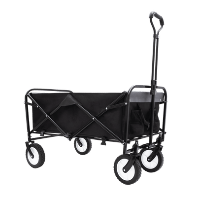 Collapsible Foldable Wagon Cart with strapping system Beach Wagon Utility Cart Utility Wagon Grocery Cart for for Camping Shopping Sports Gardeing Fishing Supports 360lbs All-Terrain Wheels black