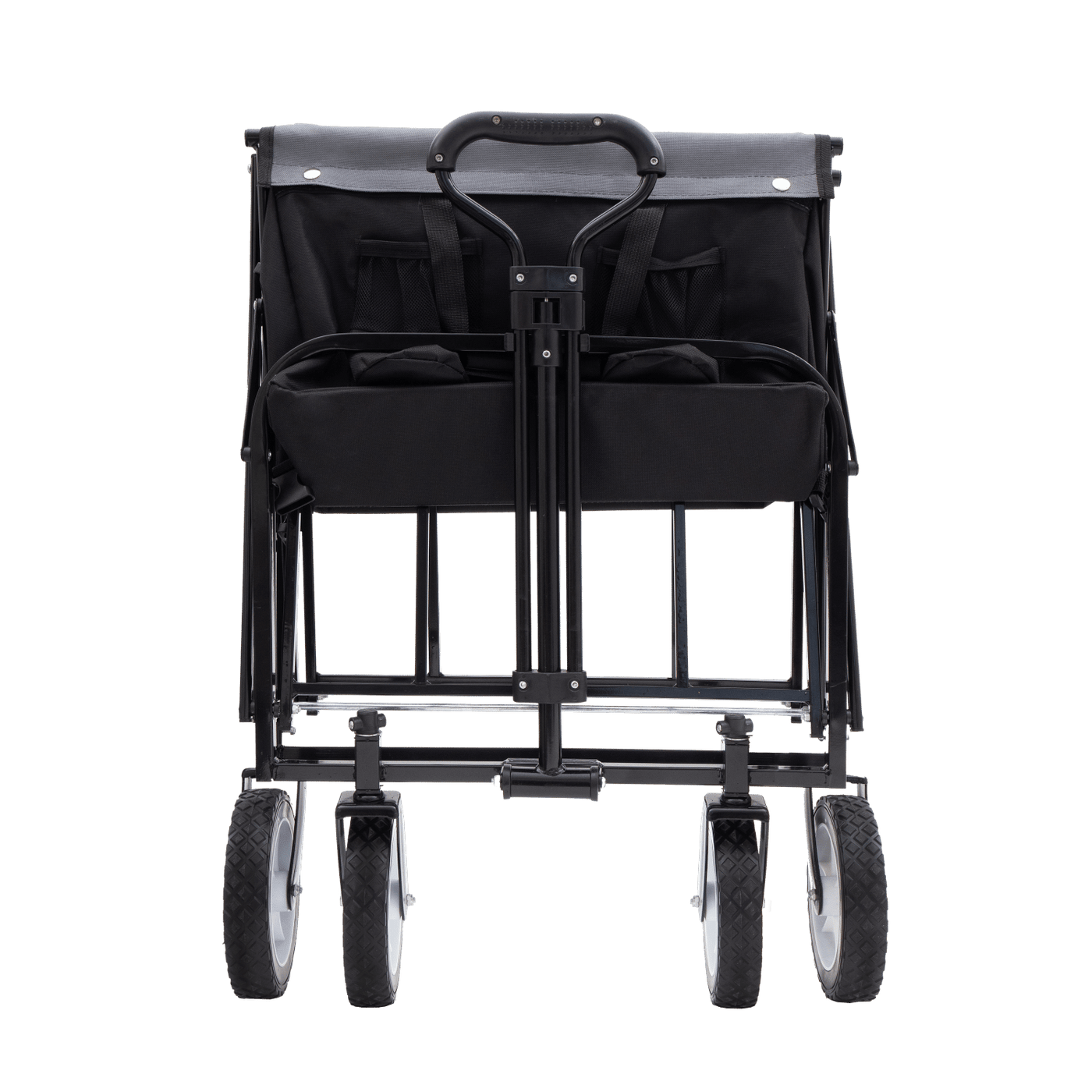Collapsible Foldable Wagon Cart with strapping system Beach Wagon Utility Cart Utility Wagon Grocery Cart for for Camping Shopping Sports Gardeing Fishing Supports 360lbs All-Terrain Wheels black