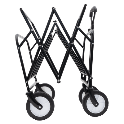 Collapsible Foldable Wagon Cart with strapping system Beach Wagon Utility Cart Utility Wagon Grocery Cart for for Camping Shopping Sports Gardeing Fishing Supports 360lbs All-Terrain Wheels black