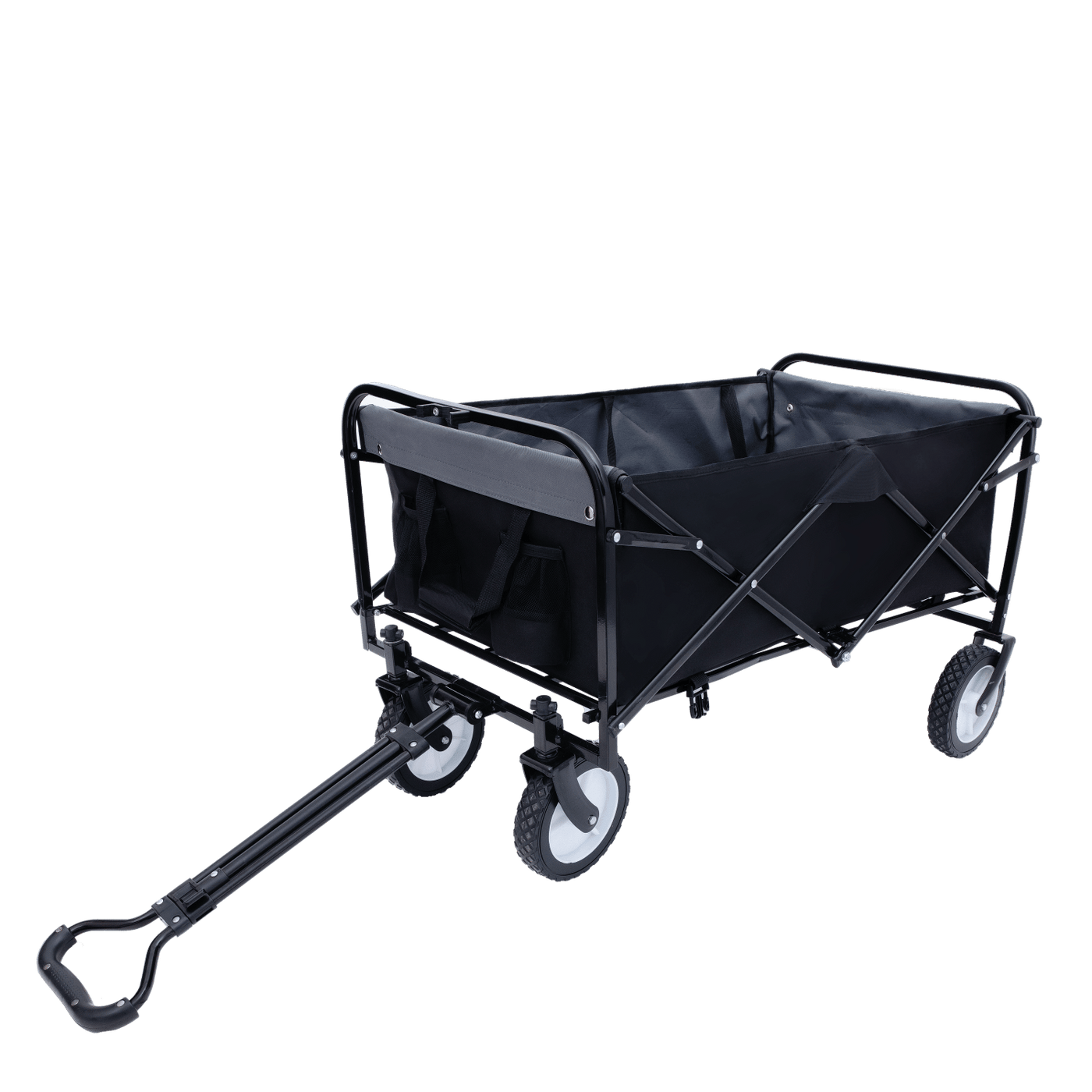 Collapsible Foldable Wagon Cart with strapping system Beach Wagon Utility Cart Utility Wagon Grocery Cart for for Camping Shopping Sports Gardeing Fishing Supports 360lbs All-Terrain Wheels black
