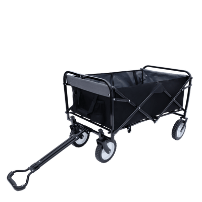 Collapsible Foldable Wagon Cart with strapping system Beach Wagon Utility Cart Utility Wagon Grocery Cart for for Camping Shopping Sports Gardeing Fishing Supports 360lbs All-Terrain Wheels black