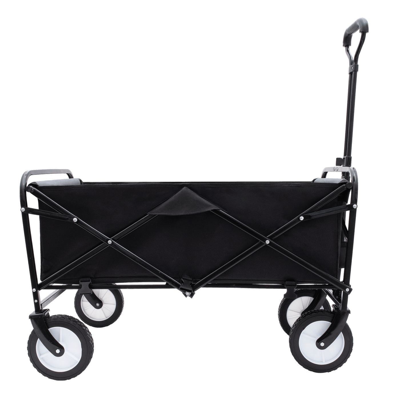 Collapsible Foldable Wagon Cart with strapping system Beach Wagon Utility Cart Utility Wagon Grocery Cart for for Camping Shopping Sports Gardeing Fishing Supports 360lbs All-Terrain Wheels black