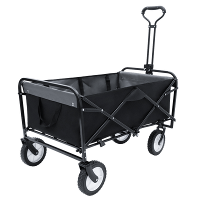 Collapsible Foldable Wagon Cart with strapping system Beach Wagon Utility Cart Utility Wagon Grocery Cart for for Camping Shopping Sports Gardeing Fishing Supports 360lbs All-Terrain Wheels black