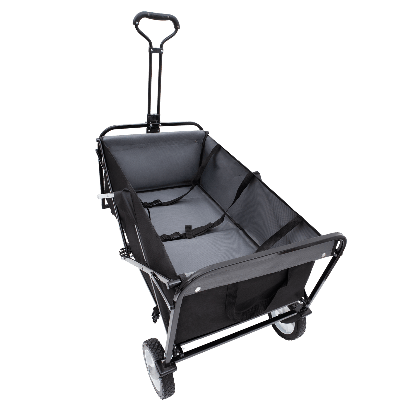 Collapsible Foldable Wagon Cart with strapping system Beach Wagon Utility Cart Utility Wagon Grocery Cart for for Camping Shopping Sports Gardeing Fishing Supports 360lbs All-Terrain Wheels black