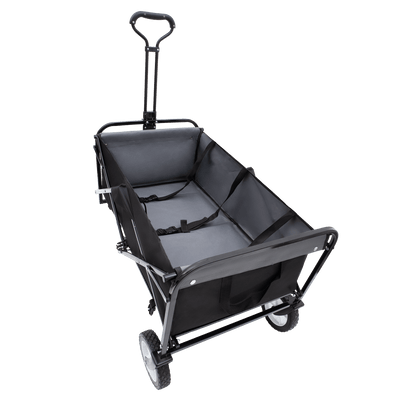 Collapsible Foldable Wagon Cart with strapping system Beach Wagon Utility Cart Utility Wagon Grocery Cart for for Camping Shopping Sports Gardeing Fishing Supports 360lbs All-Terrain Wheels black