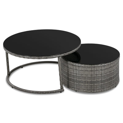 GO 9-Pieces Outdoor Half-moon Patio Sofa Set, Round Sofa Set, Modern Style Sofa, Gray Wicker