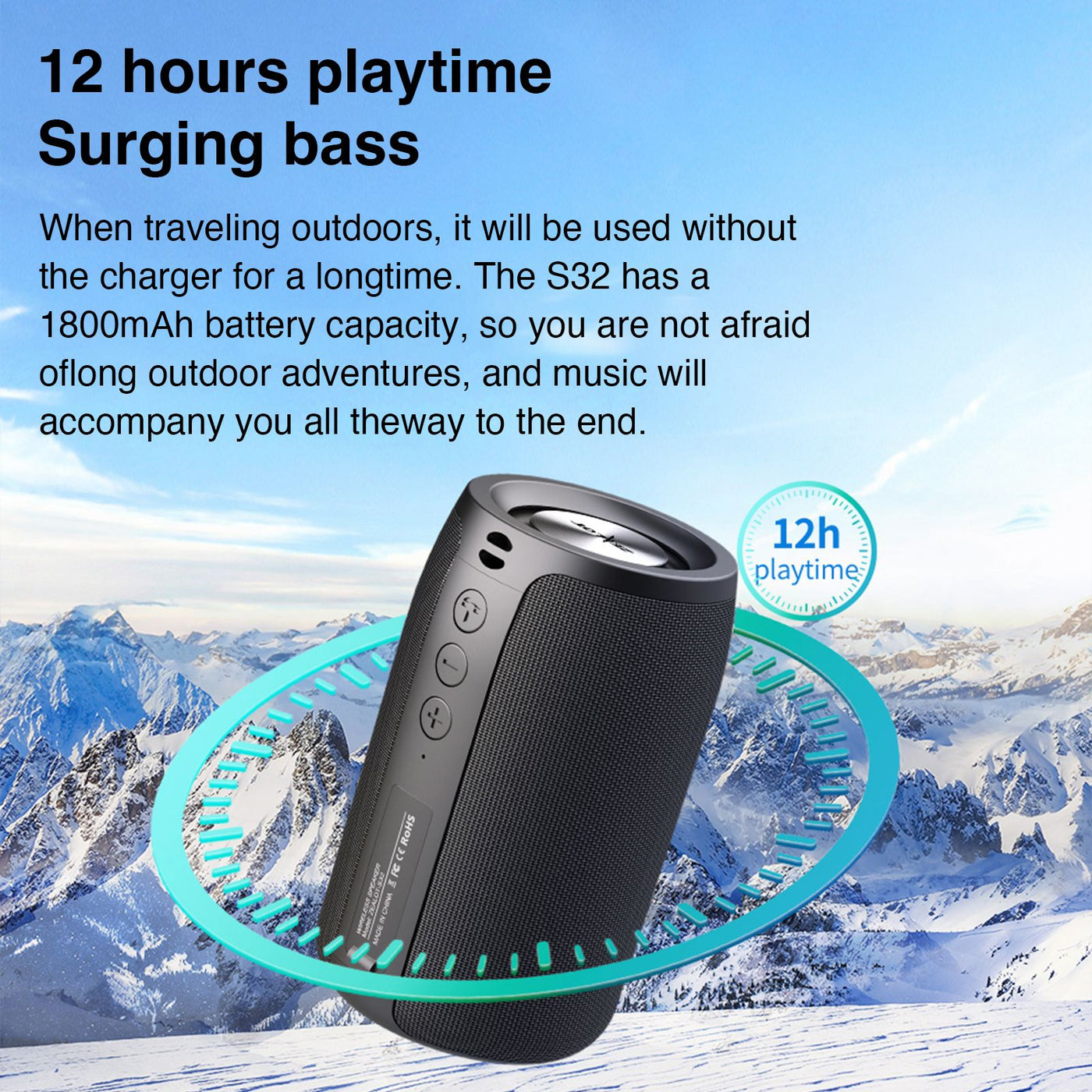 ZEALOT S32 Portable Bluetooth Speaker, Wireless Speaker, S32 Samll Outdoor Speaker, IPX5 Water Resistant, Stereo Pairing/USB/MIC/TF Card/AUX for iOS Andriod Men's, Children's Gift - Black