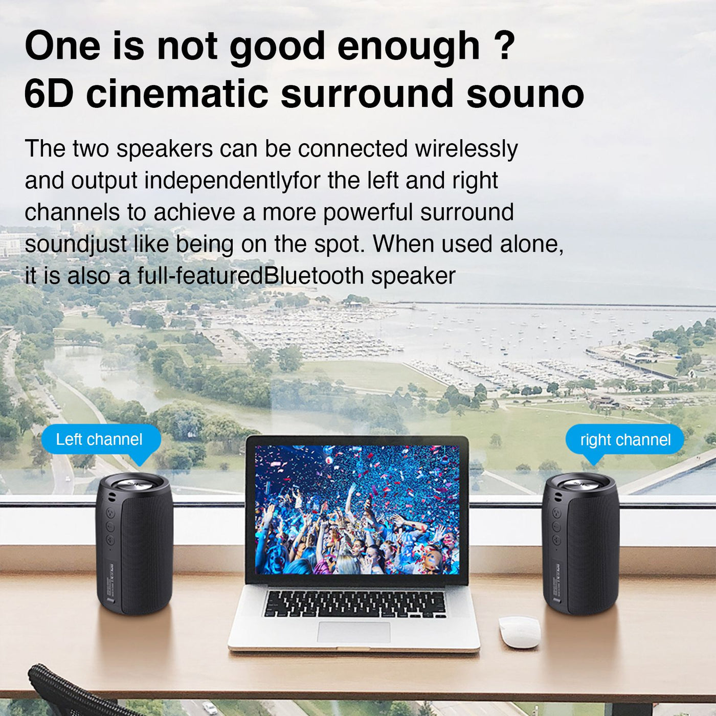 ZEALOT S32 Portable Bluetooth Speaker, Wireless Speaker, S32 Samll Outdoor Speaker, IPX5 Water Resistant, Stereo Pairing/USB/MIC/TF Card/AUX for iOS Andriod Men's, Children's Gift - Black
