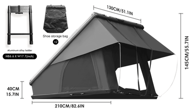 Roof Top Tent Hardshell Rooftop Tent For Van Jeep SUV Truck Car Overland Tent Camping for 2-3 Person( With Ladder)