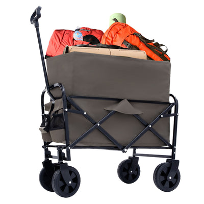 Minimeetall Multi-use Bag,Collapsible Foldable Wagon Cart Beach Wagon Heavy Duty Utility Cart Utility Wagon Grocery Cart for for Camping 3pcs plastic Liner bag /Cover , Olive green