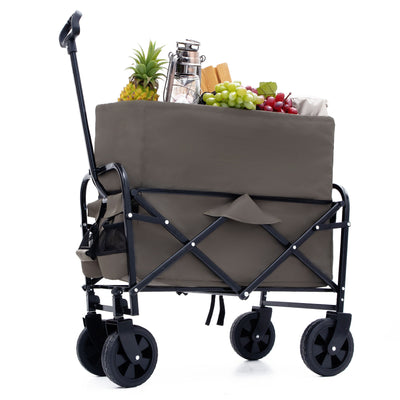 Minimeetall Multi-use Bag,Collapsible Foldable Wagon Cart Beach Wagon Heavy Duty Utility Cart Utility Wagon Grocery Cart for for Camping 3pcs plastic Liner bag /Cover , Olive green