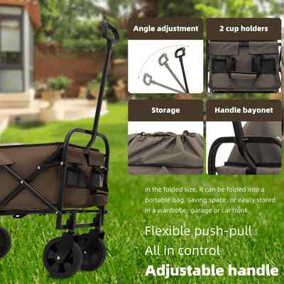 Minimeetall Multi-use Bag,Collapsible Foldable Wagon Cart Beach Wagon Heavy Duty Utility Cart Utility Wagon Grocery Cart for for Camping 3pcs plastic Liner bag /Cover , Olive green