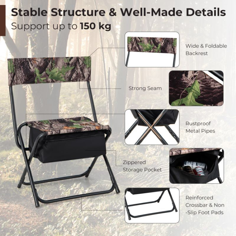 Foldable Fishing Chair With Backrest for Camping Hiking