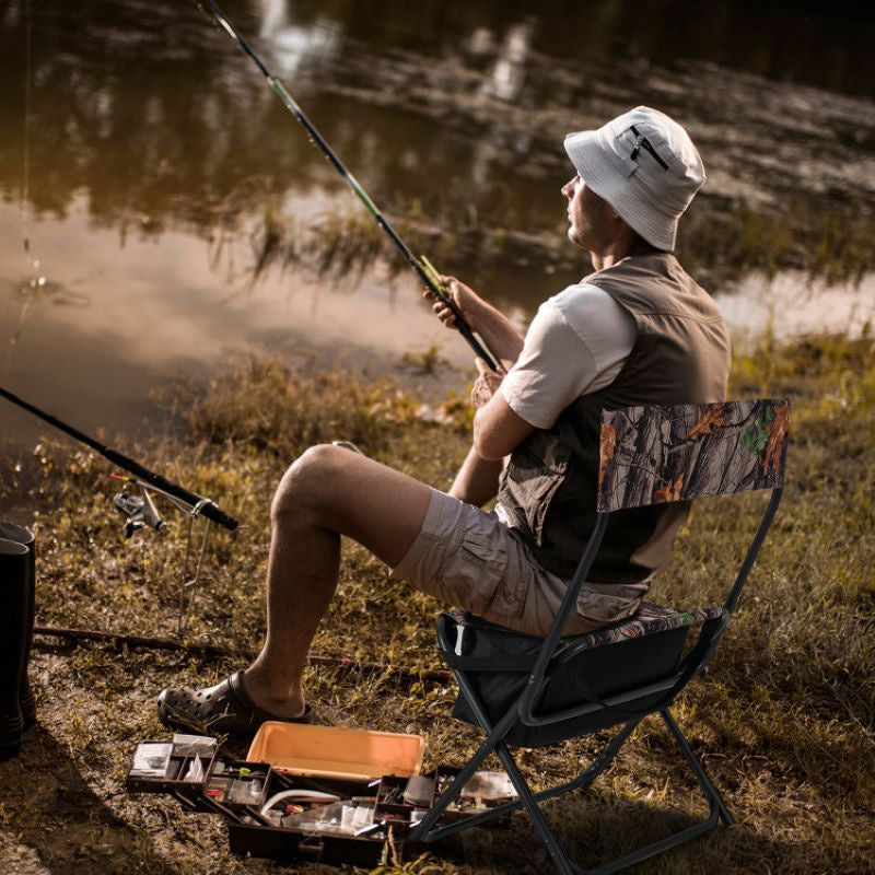 Foldable Fishing Chair With Backrest for Camping Hiking