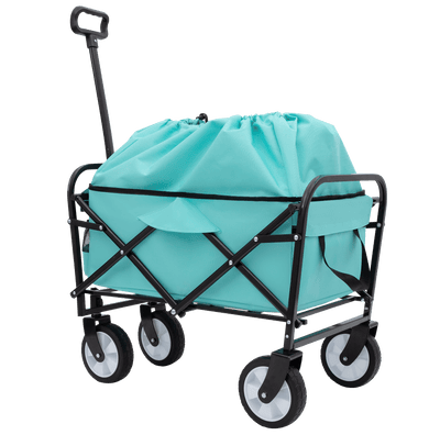 Minimeetall Multi-use Bag,Collapsible Foldable Wagon Cart Beach Wagon Heavy Duty Utility Cart Utility Wagon Grocery Cart for for Camping 3pcs plastic Liner bag /Cover , blue