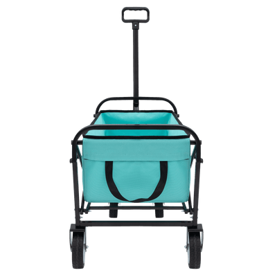 Minimeetall Multi-use Bag,Collapsible Foldable Wagon Cart Beach Wagon Heavy Duty Utility Cart Utility Wagon Grocery Cart for for Camping 3pcs plastic Liner bag /Cover , blue
