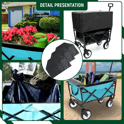 Minimeetall Multi-use Bag,Collapsible Foldable Wagon Cart Beach Wagon Heavy Duty Utility Cart Utility Wagon Grocery Cart for for Camping 3pcs plastic Liner bag /Cover , blue