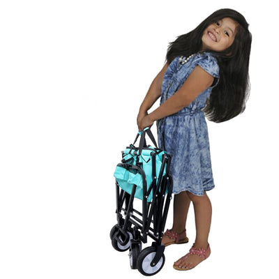 Minimeetall Multi-use Bag,Collapsible Foldable Wagon Cart Beach Wagon Heavy Duty Utility Cart Utility Wagon Grocery Cart for for Camping 3pcs plastic Liner bag /Cover , blue