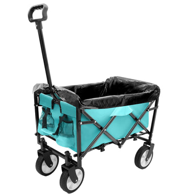 Minimeetall Multi-use Bag,Collapsible Foldable Wagon Cart Beach Wagon Heavy Duty Utility Cart Utility Wagon Grocery Cart for for Camping 3pcs plastic Liner bag /Cover , blue